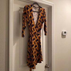 Geometric Print Wrap Dress